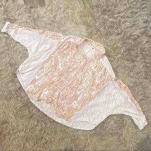 Free People Peach and Cream Paisley Buttondown